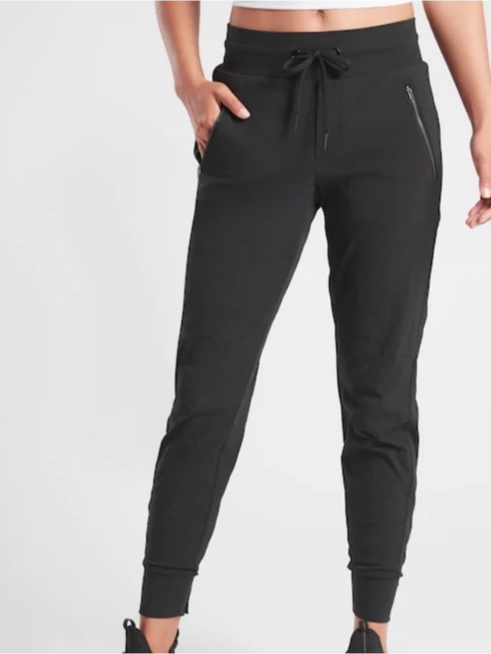 Athleta Black Slim Jogger with Zip Pocket
